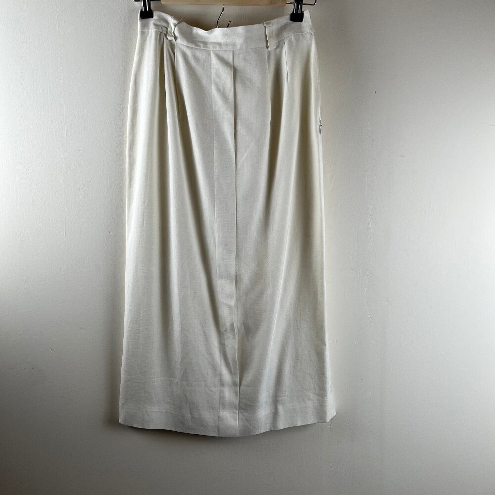 Vintage Talbots Linen Pleated White Skirt 8